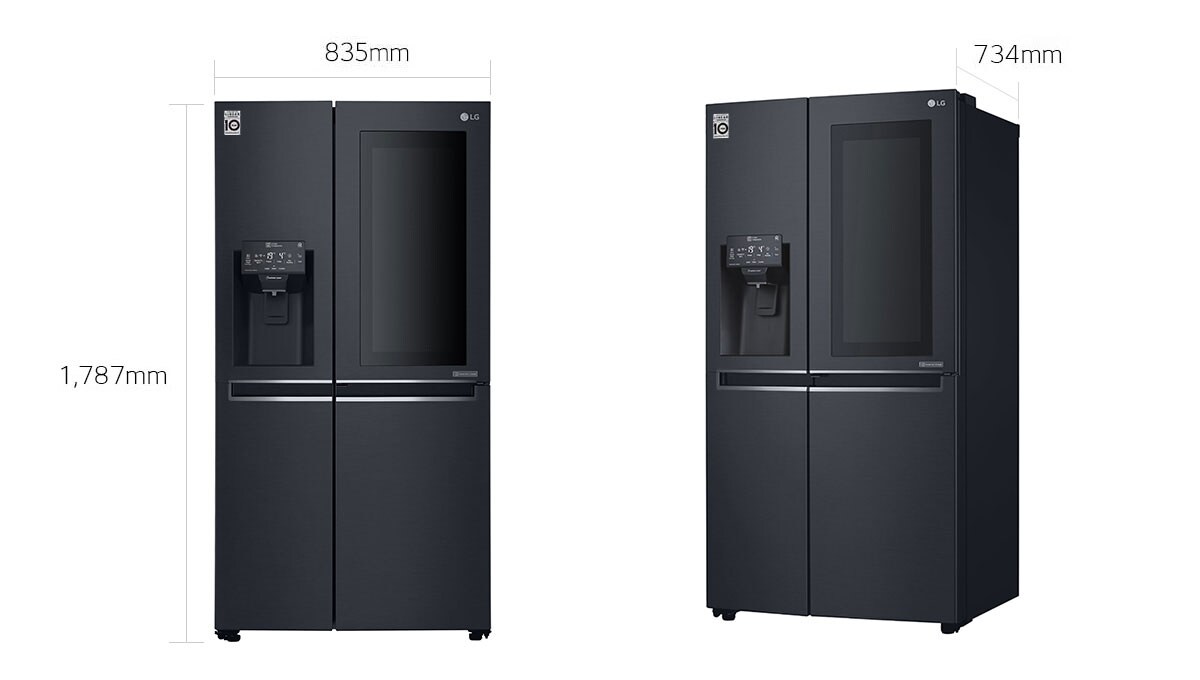Lg ثلاجة ذات باب فرنسي نحيف أسود غير لامع مقاوم للصدأ تقنية Door In Door Br Instaview تقنية Hygiene Fresh تقنية Thinq Lg الإمارات