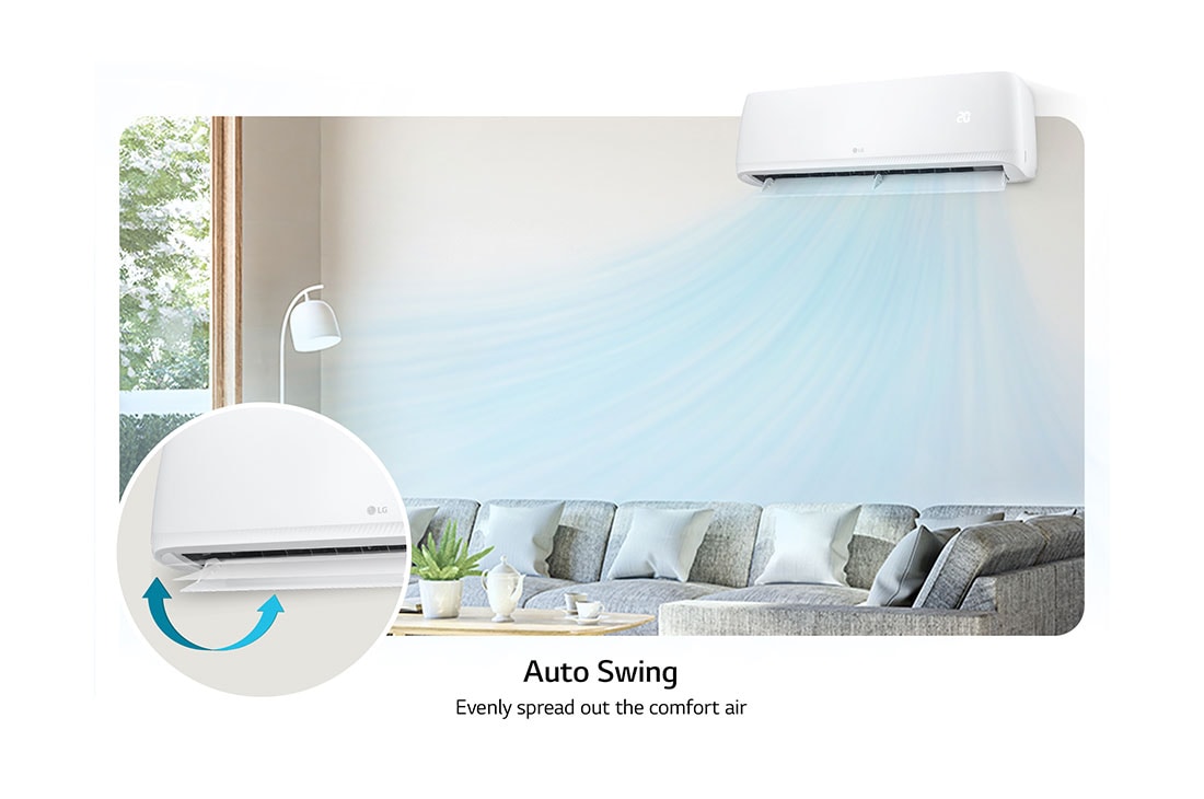 LG مكيف سبليت سعة 2.5 طن، عاكس مزدوج وتبريد نفاث, التأرجح التلقائي, T30ZCA, thumbnail 9