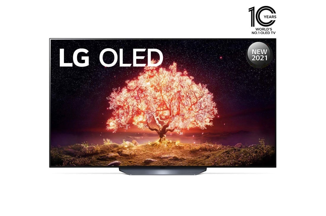 LG تلفزيون ال جي OLED مقاس 55 بوصة من مجموععة B1 مع 4K HDR ونظام التشغيل webOS22 ومزودة بتقنية ThinQ AI., منظر أمامي لتلفزيون OLED من إل جي, OLED55B1PVA
