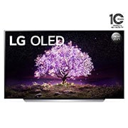 LG تلفزيون OLED مقاس 65 بوصة موديل C1، بتصميم الشاشة السينمائية 4K وتقنية HDR السينمائية ومنصة WebOS الذكية وميزة تعتيم البكسل ThinQ AI, مظهر أمامي, OLED65C1PVA, thumbnail 1