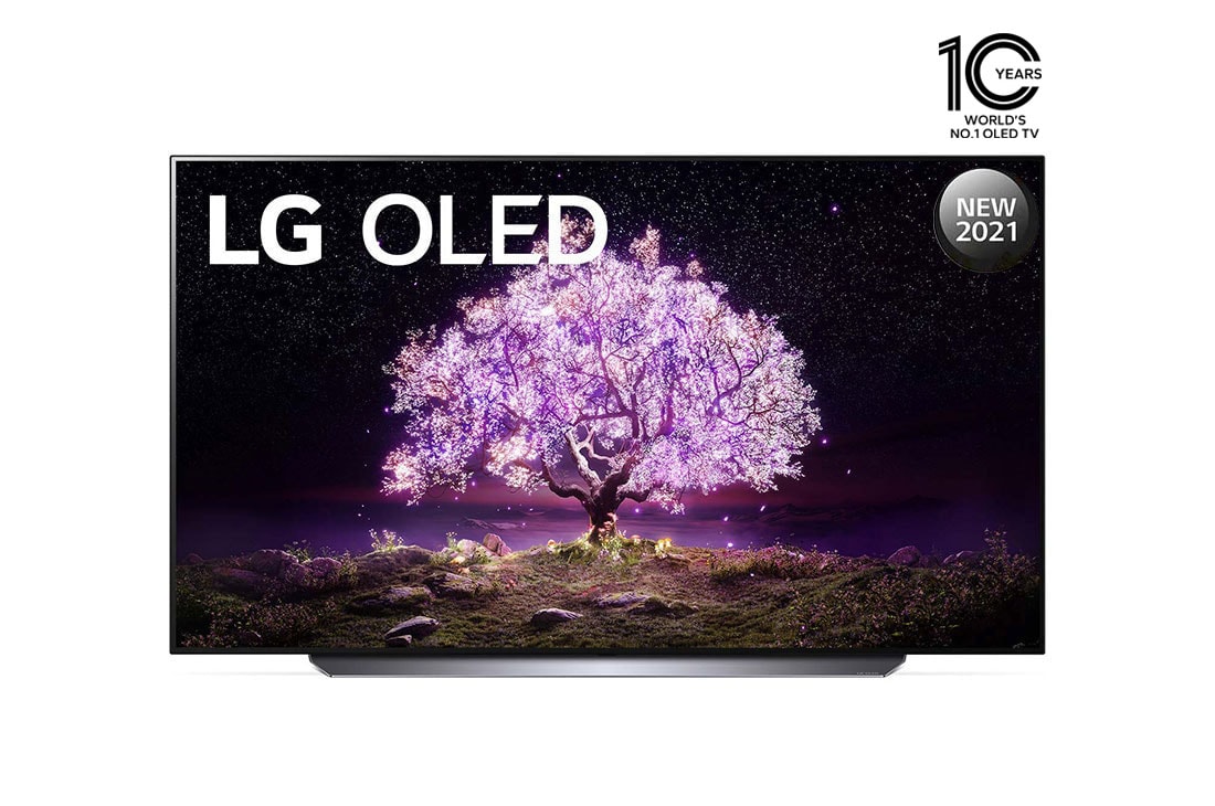 LG تلفزيون OLED مقاس 65 بوصة من مجموعة C1، بتصميم الشاشة السينمائية 4K وتقنية HDR السينمائية ومنصة WebOS الذكية وميزة تعتيم البكسل ThinQ AI, مظهر أمامي, OLED65C1PVB