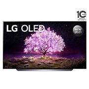 LG تلفزيون OLED مقاس 77 بوصة من مجموعة C1، بتصميم الشاشة السينمائية 4K وتقنية HDR السينمائية ومنصة WebOS الذكية وميزة تعتيم البكسل ThinQ AI, مظهر أمامي, OLED77C1PVB, thumbnail 1