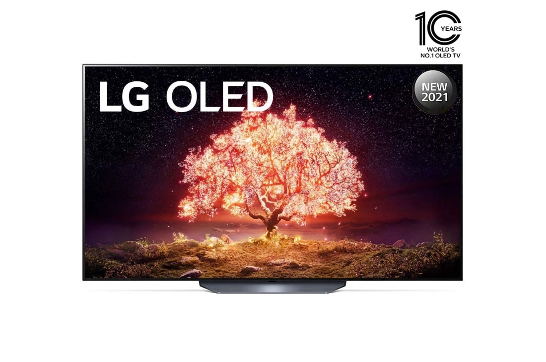 LG تلفزيون ال جي OLED مقاس 65 بوصة من مجموععة B1 مع 4K HDR ونظام التشغيل webOS22 ومزودة بتقنية ThinQ AI., منظر أمامي لتلفزيون OLED من إل جي, OLED65B1PVA