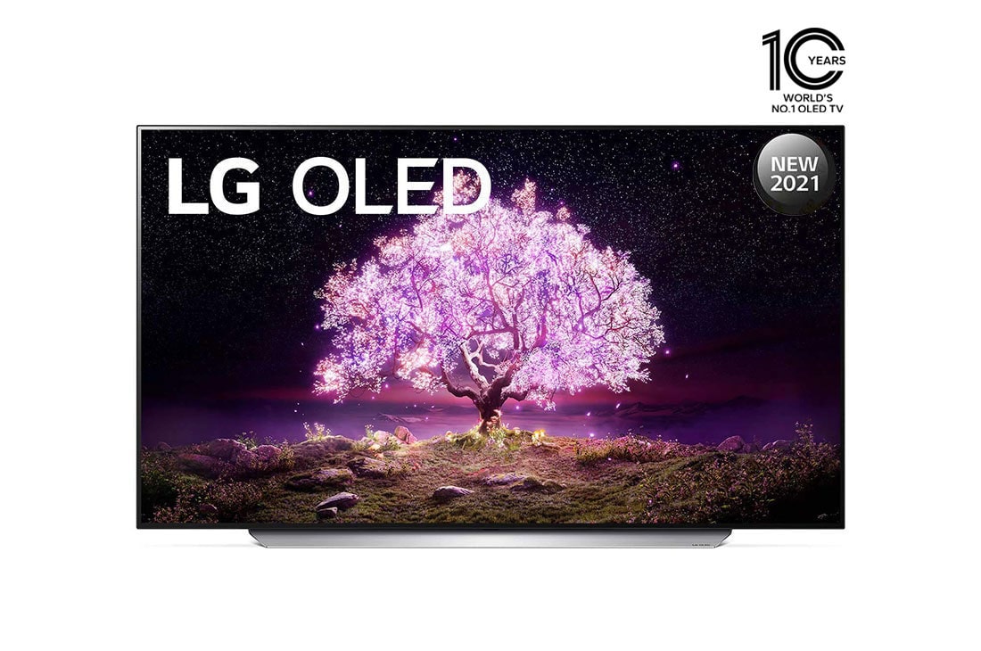LG تلفزيون OLED 77 بوصة من مجموعة C1، بتصميم الشاشة السينمائية 4K وتقنية HDR السينمائية ومنصة WebOS الذكية وميزة تعتيم البكسل ThinQ AI, مظهر أمامي, OLED77C1PVA, thumbnail 0