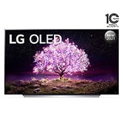 LG تلفزيون OLED 77 بوصة من مجموعة C1، بتصميم الشاشة السينمائية 4K وتقنية HDR السينمائية ومنصة WebOS الذكية وميزة تعتيم البكسل ThinQ AI, مظهر أمامي, OLED77C1PVA, thumbnail 1