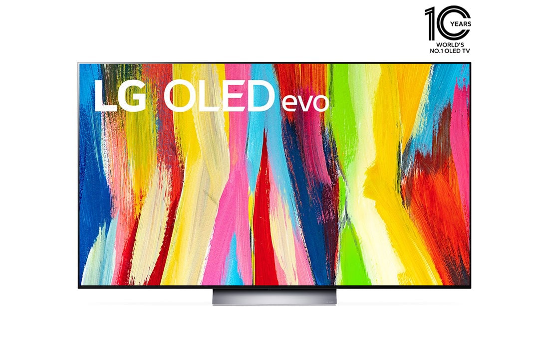 LG تلفزيون LG OLED evo بحجم 65 بوصة من السلسلة C2 بتصميم شاشة سينمائية بدقة وضوح 4K بتقنية Cinema HDR ويعمل بنظام التشغيل webOS22 مع تقنية الذكاء الاصطناعي ThinQ وتقنية تعتيم البكسل, مظهر أمامي , OLED65C26LA