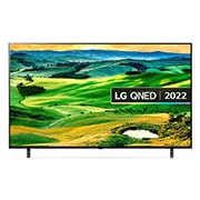 LG تلفزيون ال جي QNED مقاس 65 بوصة من سلسلة QNED80 مع 4K HDR وجهاز التحكم عن بعد السحري وWebOS, مظهر أمامي لتلفزيون QNED من إل جي مع صورة ملء الفراغات وشعار المنتج, 65QNED806QA, thumbnail 1