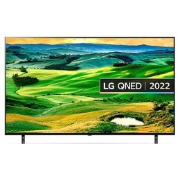 مظهر أمامي لتلفزيون QNED من إل جي مع صورة ملء الفراغات وشعار المنتج2