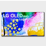 LG تلفزيون LG OLED evo بحجم 83 بوصة من سلسلة G2 بتصميم شاشة Gallery، بدقة وضوح 4K بتقنية Cinema HDR، يعمل بنظام التشغيل webOS22 مع تقنية الذكاء الاصطناعي ThinQ وتقنية تعتيم البكسل, مظهر أمامي يوضح إصدار المعرض من تلفزيون OLED evo من إل جي على الشاشة, OLED83G26LA, thumbnail 1