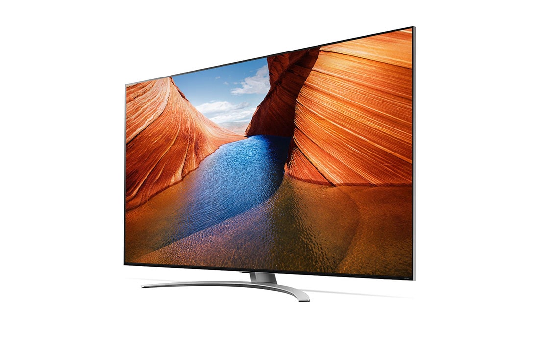 LG تلفزيون LG QNED بحجم 75 بوصة من سلسلة QNED99، بتصميم شاشة سينمائية، بدقة ووضوح 8K بتقنية Cinema HDR، مع تقنية الذكاء الاصطناعي ThinQ وتقنية Mini LED, مظهر جانبي + 45 درجة مع ملء الصورة, 75QNED996QB, thumbnail 3