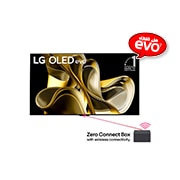 LG تلفزيون LG OLED evo AI M3 الذكي الأول من نوعه على مستوى العالم بخاصية True Wireless TV مقاس 77 بوصة مع إمكانية نقل الصوت والفيديو لاسلكيًا بدقة 4K 120Hz , منظر أمامي لتلفزيون LG OLED evo وشعار "تلفزيون OLED رقم 1 في العالم طوال 10 أعوام" وشعار ضمان لمدة 5 أعوام على الشاشة, OLED77M36LA, thumbnail 1