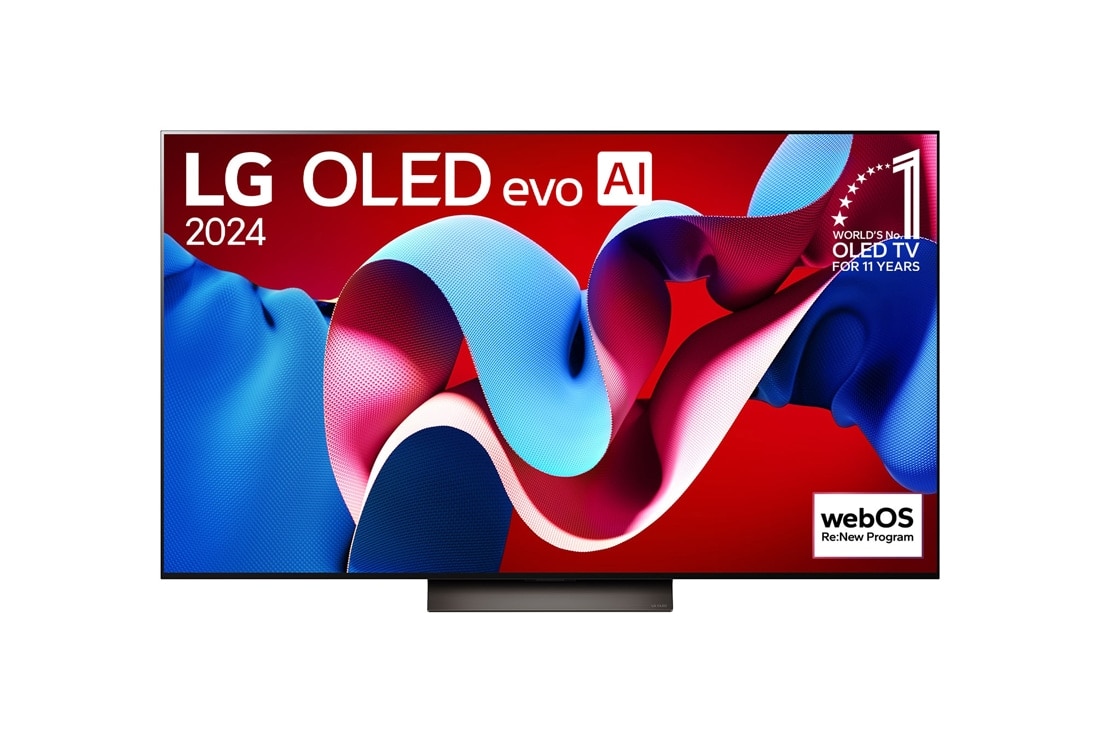 LG تلفزيون LG OLED evo C4 4K الذكي مقاس 65 بوصة المدعوم بجهاز التحكم AI Magic remote وتكنولوجيا الصوت Dolby Vision وواجهة webOS24 طراز عام 2024, صورة أمامية لتلفزيون LG OLED TV وOLED C4 وشعار OLED Emblem رقم 1 على مستوى العالم لمدة 11 عامًا وشعار نظام التشغيل webOS Re:New Program على الشاشة, OLED65C46LA, thumbnail 2