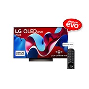 LG تلفزيون LG OLED evo C4 4K الذكي مقاس 83 بوصة المدعوم بجهاز التحكم AI Magic remote وتكنولوجيا الصوت Dolby Vision وواجهة webOS24 طراز عام 2024, صورة أمامية لتلفزيون LG OLED evo AI TV وOLED C4 وشعار OLED رقم 1 في العالم منذ 11 عامًا وشعار نظام التشغيل webOS Re:New Program على الشاشة, OLED83C46LA, thumbnail 1
