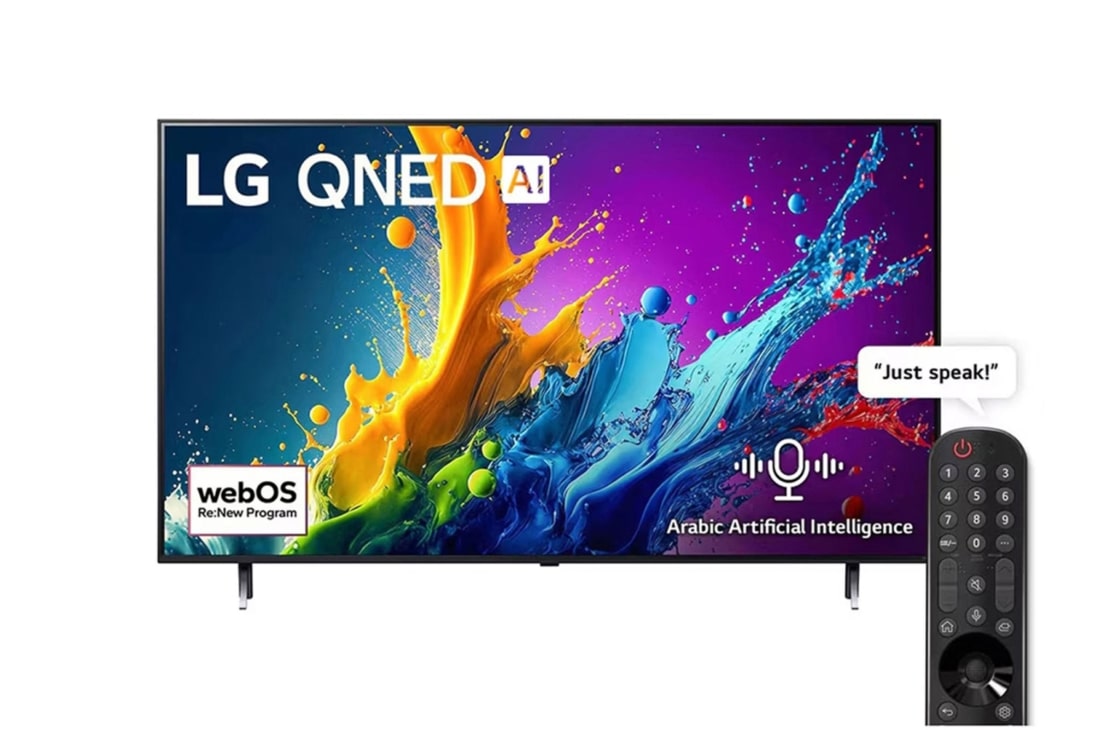 LG تلفزيون LG QNED QNED80T 4K الذكي مقاس 65 بوصة المدعوم بجهاز التحكم AI Magic remote وميزة HDR10 وواجهة webOS24 طراز عام 2024, 65QNED80T6B