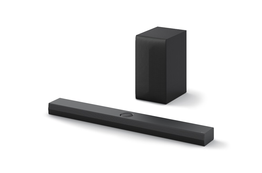 LG مكبر صوت S70TY ساوند بار للتلفزيون مع تقنية Dolby Atmos موديل 2024 من إل جي, Top angled view of LG Soundbar S70TY and subwoofer, S70TY, thumbnail 2