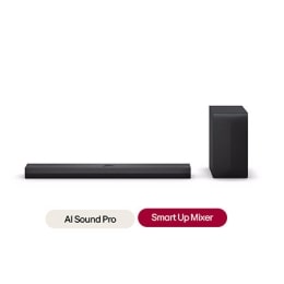 صورة أمامية لمكبر الصوت LG Soundbar S70TY ومضخم الصوت SubWoofer