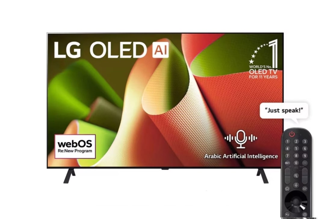 LG تلفزيون LG OLED B4 4K الذكي مقاس 55 بوصة المدعوم بجهاز التحكم AI Magic remote وتكنولوجيا الصوت Dolby Vision وواجهة webOS24 طراز عام 2024, OLED55B46LA
