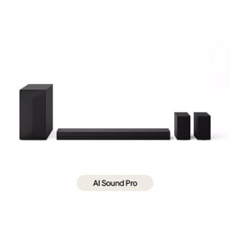 صورة أمامية لمكبر الصوت LG Soundbar S65TR ومكبر الصوت الفرعي subwoofer ومكبرات الصوت الخلفية