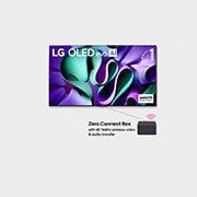 LG تلفزيون LG OLED evo AI M4 الذكي الأول من نوعه على مستوى العالم بخاصية True Wireless TV مقاس 83 بوصة مع إمكانية نقل الصوت والفيديو لاسلكيًا بدقة 4K 144Hz, صورة أمامية لتلفزيون LG OLED evo TV، وOLED M4، وشعار OLED رقم 1 في العالم منذ 11 عامًا، وشعار برنامج webOS Re:New Program، ويظهر شعار ضمان على اللوحة لمدة 5 سنوات على الشاشة، وصندوق Zero Connect Box م, OLED83M46LA, thumbnail 1