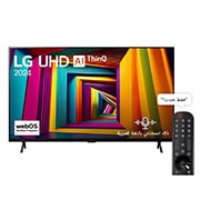 LG تلفزيون LG UHD UT90 4K الذكي مقاس 98 بوصة المدعوم بجهاز التحكم AI Magic remote وميزة HDR10 وواجهة webOS24 طراز عام 2024, front view with infill, 98UT90006LA, thumbnail 1