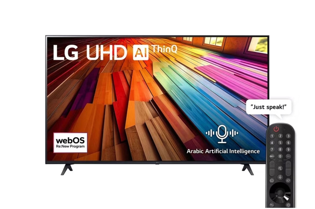 LG تلفزيون LG UHD UT80 4K الذكي مقاس 55 بوصة المدعوم بجهاز التحكم AI Magic remote وميزة HDR10 وواجهة webOS24 طراز عام 2024, 55UT80006LB