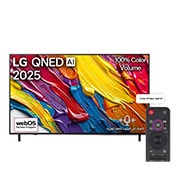 LG تلفزيون LG QNED AI QNED82 4K Smart TV مقاس 65 بوصة المدعوم بجهاز التحكم AI Magic remote وميزة HDR10 وواجهة webOS25 طراز عام 2025 , صورة أمامية لتلفزيون LG QNED82 TV وشعار LG QNED Al في الزاوية العلوية. يصور تلفزيون LG QNED82 TV أنسجة الطلاء الملونة التي تجتمع معًا., 65QNED82A6A, thumbnail 1