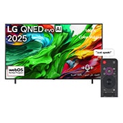 LG تلفزيون LG QNED evo AI QNED86 الذكي مقاس 100 بوصة بدقة 4K 120Hz ومدعوم بجهاز التحكم AI Magic remote وواجهة webOS25 طراز عام 2025 , صورة أمامية لتلفزيون LG QNED evo QNED92 TV، وشعار LG QNED evo Al في الزاوية العلوية. يصور تلفزيون LG QNED evo QNED92 TV أنسجة الطلاء الملونة التي تجتمع معًا., 100QNED86A6, thumbnail 1