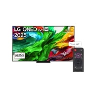 LG تلفزيون LG QNED evo AI QNED86 الذكي مقاس 75 بوصة بدقة 4K 120Hz ومدعوم بجهاز التحكم AI Magic remote وواجهة webOS25 طراز عام 2025 , صورة أمامية لتلفزيون LG QNED evo QNED92 TV، وشعار LG QNED evo Al في الزاوية العلوية. يصور تلفزيون LG QNED evo QNED92 TV أنسجة الطلاء الملونة التي تجتمع معًا., 75QNED86A6A, thumbnail 1