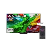 LG تلفزيون LG QNED evo AI QNED86 الذكي مقاس 65 بوصة بدقة 4K 120Hz ومدعوم بجهاز التحكم AI Magic remote وواجهة webOS25 طراز عام 2025 , صورة أمامية لتلفزيون LG QNED evo QNED92 TV، وشعار LG QNED evo Al في الزاوية العلوية. يصور تلفزيون LG QNED evo QNED92 TV أنسجة الطلاء الملونة التي تجتمع معًا., 65QNED86A6A, thumbnail 1