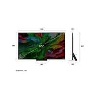 LG تلفزيون LG QNED evo AI QNED86 الذكي مقاس 65 بوصة بدقة 4K 120Hz ومدعوم بجهاز التحكم AI Magic remote وواجهة webOS25 طراز عام 2025 , صورة أمامية وجانبية لتلفزيون LG QNED evo AI QNED85 4K Smart TV تعرض أبعاد الطول والعرض والارتفاع والعمق., 65QNED86ASA, thumbnail 4