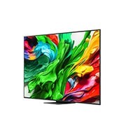 LG تلفزيون LG QNED evo AI QNED86 الذكي مقاس 86 بوصة بدقة 4K 120Hz ومدعوم بجهاز التحكم AI Magic remote وواجهة webOS25 طراز عام 2025 , صورة أمامية وجانبية لتلفزيون LG QNED evo AI QNED85 4K Smart TV تعرض أبعاد الطول والعرض والارتفاع والعمق., 86QNED86ASA, thumbnail 4