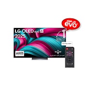 LG تلفزيون LG OLED evo AI C5 مقاس 77 بوصة بدقة 4K 144Hz ومدعوم بجهاز التحكم AI Magic remote وواجهة webOS25 طراز عام 2025 , صورة أمامية لتلفزيون LG OLED evo AI C5 4K Smart TV. يظهر شعار OLED رقم 1 على مستوى العالم لمدة 12 عامًا وشعار LG OLED evo AI 2025 على الشاشة., OLED77C5PSA, thumbnail 1