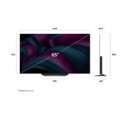 LG تلفزيون LG OLED evo AI CS5 4K Smart TV 2025 مقاس 65 بوصة, صورة أمامية وجانبية لتلفزيون LG OLED evo AI  CS5 4K Smart TV يوضح أبعاد الطول والعرض والارتفاع والعمق., OLED65CS5VA, thumbnail 4