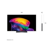 LG تلفزيون LG OLED evo Al C6 الذكي 4K مقاس 55 بوصة، سطوع وألوان مثالية مع تجربة ألعاب سلسة وذكاء اصطناعي, يُعرض LG OLED evo AI C6 من الأمام والجانب بشاشة مقاس 55 بوصة، وبعرض 1222 مم، وارتفاع كلي يبلغ 703 مم، وسُمك فائق النحافة يصل إلى 45.1 مم بدون الحامل., OLED55C66LA, thumbnail 2