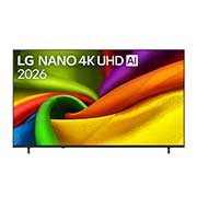 LG تلفزيون LG NANO AI NU85 الذكي 4K مقاس 85 بوصة،تجربة مشاهدة غامرة مع ذكاء اصطناعي وتصميم أنيق, الواجهة الأمامية لجهاز LG NANO 4K UHD AI NU85، الذي تم طرحه في عام 2026، تملأ الشاشة بطبقات سلسة ومتدفقة من الألوان الزاهية والأنسجة الشبيهة بالقماش، حيث تنتشر طيات منحنية متعددة الألوان عبر الشاشة., 85NU840B6LA, thumbnail 1