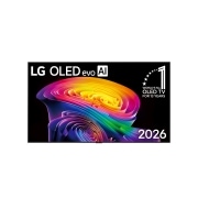 LG تلفزيون LG OLED evo AI C6 الذكي 4K مقاس 77 بوصة، سطوع وألوان مثالية وتجربة ألعاب سلسة 2026, الواجهة الأمامية لطراز LG OLED evo AI C6 الصادر عام 2026، تعرض صورة لأشكال متعددة الطبقات ومتعددة الألوان، تتميز بتقنية Hyper Radiant Color Tech، وPerfect Black & Perfect Color، كما تعرض عبارة "تلفزيو, OLED77C66LA, thumbnail 1