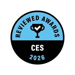شارة جوائز Reviewed CES 2026 لتلفزيون MRGB95 كأحد أفضل المنتجات التقنية لعام 2026.