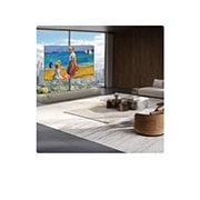 LG تلفزيون Wallpaper TV LG OLED evo AI W6 True Wireless 4K الذكي مقاس 83 بوصة، إصدار 2026, يتميز تلفزيون LG OLED evo AI W6 Wallpaper بتصميم Wallpaper بسُمك 9.9 مم، موضوع بسلاسة أمام نافذة بانورامية، ويعرض مشهد مدينة عند الغروب بألوان زاهية وتفاصيل دقيقة تعزز غرفة المعيشة الحديثة., OLED83W66LA, thumbnail 16
