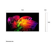 LG تلفزيون Wallpaper TV LG OLED evo AI W6 True Wireless 4K الذكي مقاس 83 بوصة، إصدار 2026, يُعرض LG OLED evo AI W6 Wallpaper TV من الأمام والجانب بشاشة مقاس 83 بوصة، وبعرض 1844 مم، وارتفاع كلي يبلغ 1061 مم، وسُمك فائق النحافة يصل إلى 9.95 مم بدون الحامل., OLED83W66LA, thumbnail 3