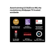 LG تلفزيون Wallpaper TV LG OLED evo AI W6 True Wireless 4K الذكي مقاس 83 بوصة، إصدار 2026, يبرز تلفزيون LG OLED evo AI W6 Wallpaper مكانته في القطاع من خلال خمس شارات جوائز على الشاشة من CNN underscored وTechRadar وRed dot design وT3 وHDTVTest وUSA Today، مما يعزز إشادته العالمية وريادته في, OLED83W66LA, thumbnail 8
