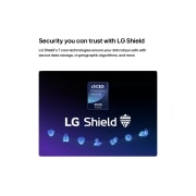 LG تلفزيون LG NANO 4K AI NU85 الذكي مقاس 85 بوصة، إصدار 2026, يظهر LG Shield على شاشة LG QNED evo AI QNED85، مع شعار LG Shield في المنتصف، وأيقونات الأمان أدناه، وشارة 2026 CES Innovation Awards Honoree أعلاه، والتي تمثل حماية البيانات والنظام., 85NU850B6LA, thumbnail 8