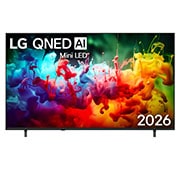 LG تلفزيون LG QNED AI QNED70 Mini LED 4K الذكي مقاس 85 بوصة، إصدار 2026, تُظهر الواجهة الأمامية لتلفزيون LG QNED AI Mini LED QNED70، التي تم طرحها في عام 2026، ألوانًا زاهية وسلسة متعددة الألوان، وتتميز بتقنية Dynamic QNED Color وMini LED ومعالج alpha 7 AI Processor 4K Gen, 85QNED70B6T, thumbnail 1