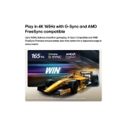 LG تلفزيون LG OLED evo AI C6 4K الذكي مقاس 65 بوصة، سطوع وألوان مثالية وتجربة ألعاب سلسة 2026, يوفّر LG OLED evo AI C6 تجربة ألعاب لا تُضاهى بدقة 4K ومعدل تحديث 165Hz، حيث يظهر مشهد سباق عالي السرعة بسيارة صفراء مفتوحة العجلات أثناء الحركة، مع كلمة "WIN" بارزة على الشاشة، وشعاري NVIDIA G-SYNC و, OLED65C66LA, thumbnail 9