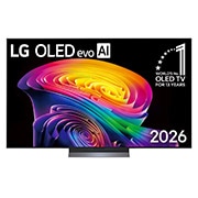 LG تلفزيون LG OLED evo AI C6 4K الذكي مقاس 65 بوصة، سطوع وألوان مثالية وتجربة ألعاب سلسة 2026, تتميز الواجهة الأمامية لتلفزيون LG OLED evo AI C6 الصادر عام 2026، بإطار أسود رفيع، وتصميم مذهل ينبض بالحياة عبر دوّامة فنية مبهرة من طبقات ألوان قوس قزح المتداخلة، إلى جانب شارة "تلفزيون OLED TV رقم , OLED65C66LA, thumbnail 1