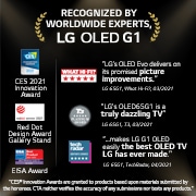 LG تلفزيون OLED مقاس 77 بوصة من مجموعة G1، بتصميم المعرض 4K وتقنية HDR السينمائية ومنصة WebOS الذكية وميزة تعتيم البكسل ThinQ AI, Award winning information, OLED77G1PVA, thumbnail 11