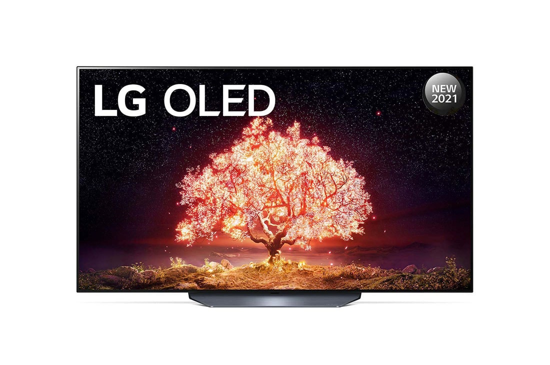LG تلفزيون OLED مقاس 77 بوصة من مجموعة B1، بتصميم الشاشة السينمائية 4K وتقنية HDR السينمائية ومنصة WebOS الذكية وميزة تعتيم البكسل ThinQ AI, منظر أمامي لتلفزيون OLED من إل جي, OLED77B1PVA