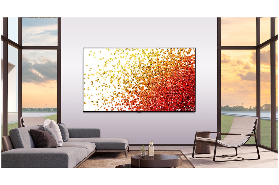 LG تلفزيون NanoCell 65 بوصة من مجموعة NANO90، بتصميم الشاشة السينمائية 4K بتقنية HDR ومنصة WebOS الذكية مع تقنية ThinQ AI, 65nano90vpa_lifestyle image, 65NANO90VPA, thumbnail 3