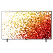 LG تلفزيون NanoCell 65 بوصة من مجموعة NANO90، بتصميم الشاشة السينمائية 4K بتقنية HDR ومنصة WebOS الذكية مع تقنية ThinQ AI, رؤية أمامية مع صورة بينية, 65NANO90VPA, thumbnail 4