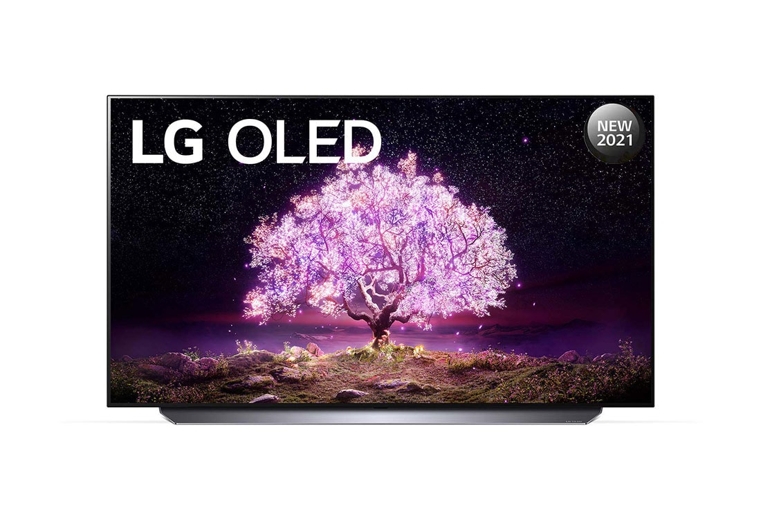 LG تلفزيون OLED مقاس 55 بوصة موديل C1، بتصميم الشاشة السينمائية 4K وتقنية HDR السينمائية ومنصة WebOS الذكية وميزة تعتيم البكسل ThinQ AI, مظهر أمامي, OLED55C1PVB