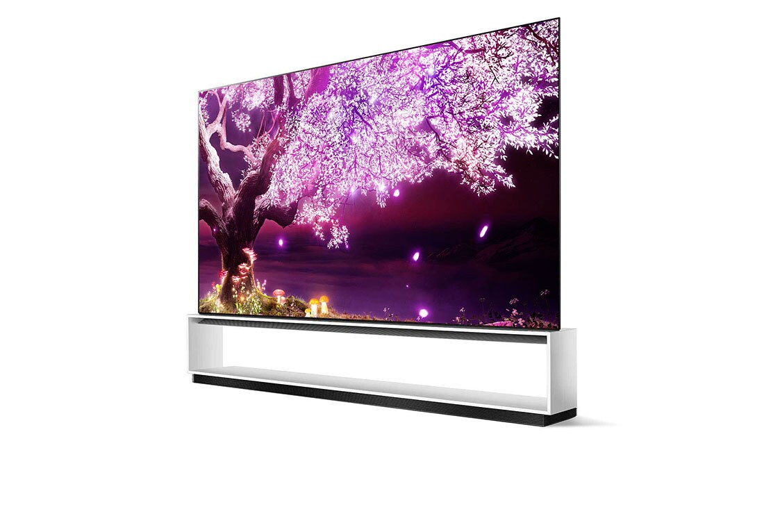 LG تلفزيون OLED 88 بوصة من مجموعة Z1 من إل جي، تصميم المعرض بتقنية HDR السينمائية ومنصة WebOS الذكية وتقنية ThinQ AI, مظهر جانبي - 30 درجة, OLED88Z1PVA, thumbnail 5